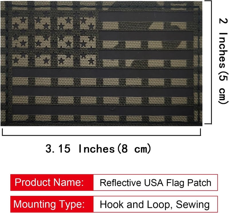 MWOOT 2PCS America American Flag Patches IR Infrared Reflective Patch Laser Cut Patch Regular and Reverse Hook and Loop(3x2 Inch Desert Night Camo) - Image 3